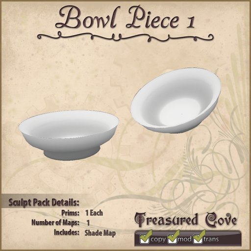 Second Life Marketplace TC Bowl Piece 1 Clearance Priced